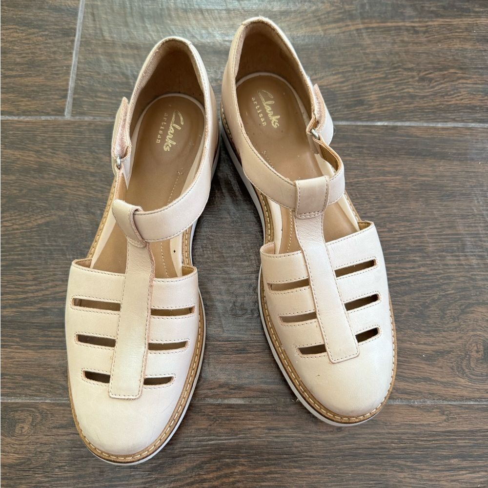 Clarks Artisan Nude Leather Fisherman Sandal Sz 9.5